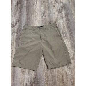 Travis Mathew Mens Stretch Golf Shorts Tan Khaki Flat Front Chino Size 32